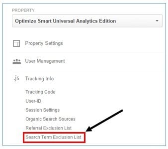 search terms exclusion list