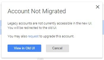 account not migrated