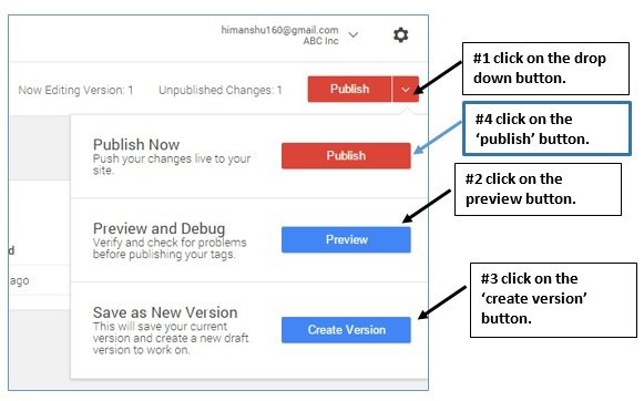 publish tag google tag manager