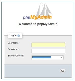 welcome phpmyadmin