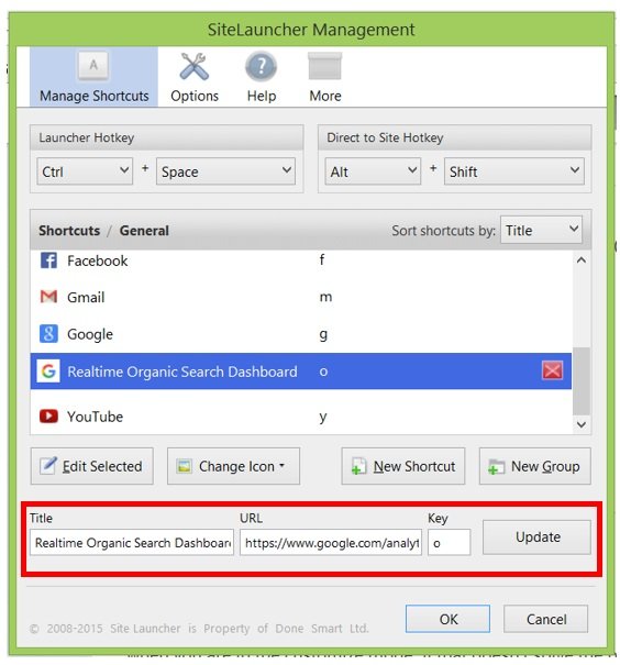 site launcher management
