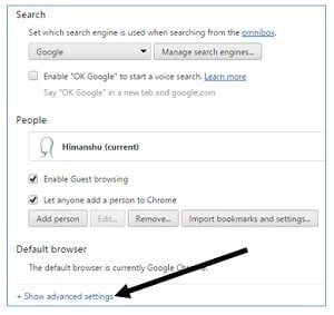 advanced chrome settings