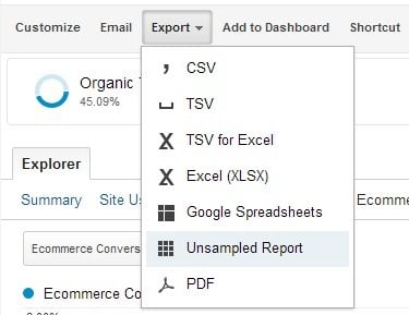 export unsampled report 1