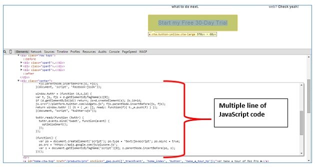 multiple line of javascript code
