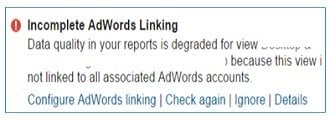incomplete adwords linking
