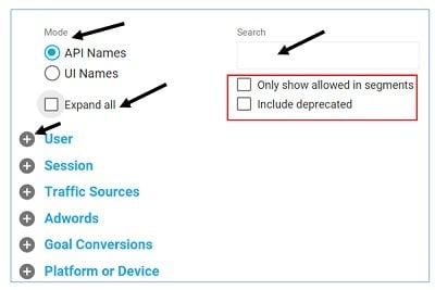 dimensions and metrics explorer
