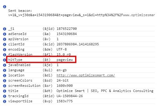 tracking beacon for pageview