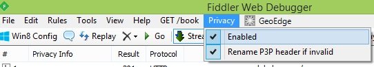 fiddler privacy menu