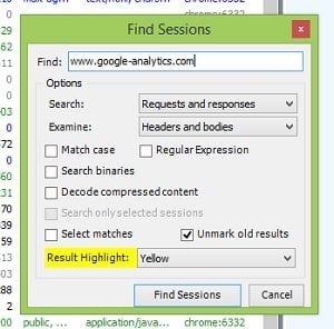 find sessions dialog box