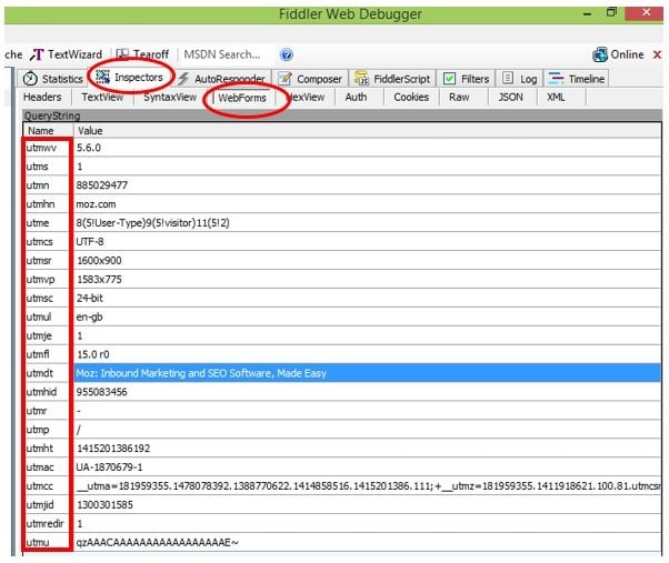 inspecting fiddler web sessions