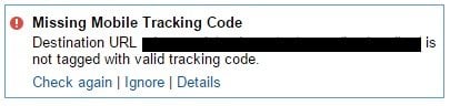 missing mobile tracking code