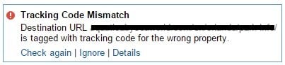 tracking code mismatch