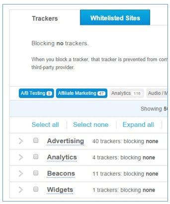 Ghostery blocking tags