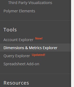 dimensions and metrics explorer