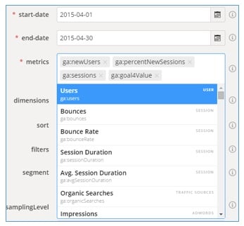 select metrics