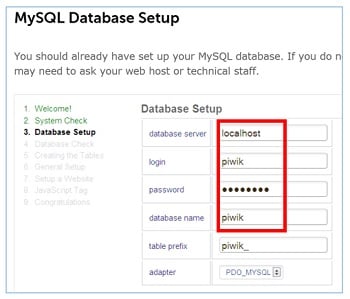 my sql database setup
