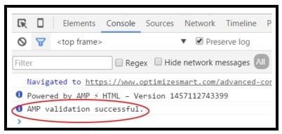 amp validation successful