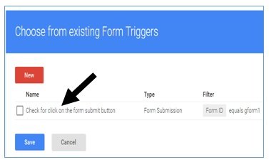 choose from existing form triggers