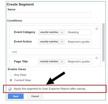 create segment dialog box