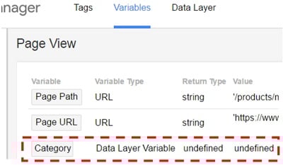 data layer variable undefined