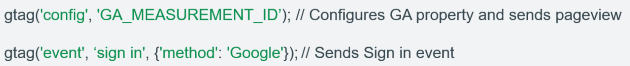 single line comments gtag