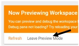 leave preview mode button