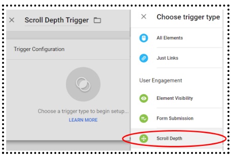 scroll depth trigger type