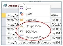 datasheet, design sql view
