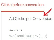 ad clicks per conversion 1
