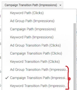 transition impression paths