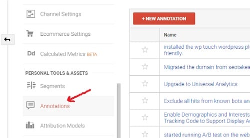 google analytics annotations