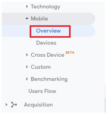 Navigate to the ‘Mobile Overview’ report