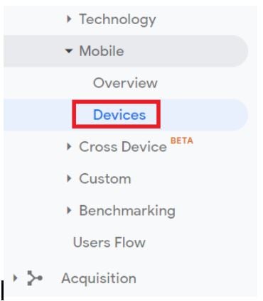 Navigate to the ‘Mobile Devices’ report