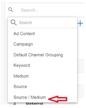 Click on the option ‘Source/Medium