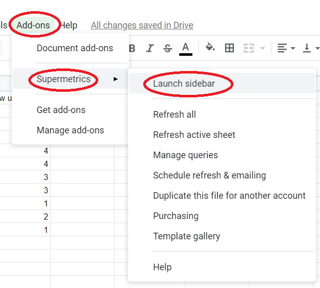 launch sidebar supermetrics