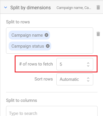 number of rows to fetch