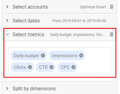 select metrics