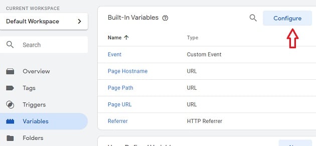 built in variables gtm