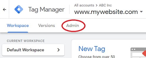 gtm admin tab