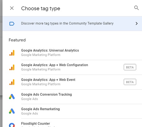 gtm default tag templates