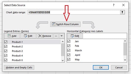 compare data excel switch row and column excel charts