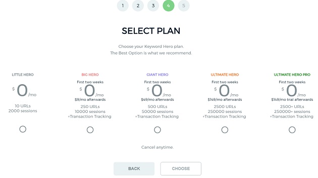 choose keyword hero plan