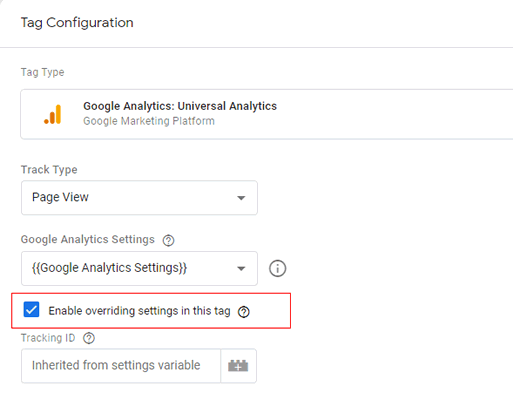 ga dimensions metrics enable override