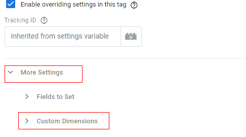ga dimensions metrics more settings