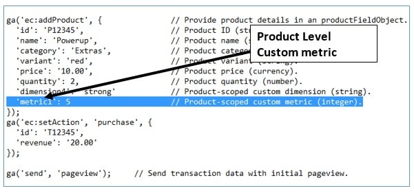 ga dimensions metrics product level custom metric