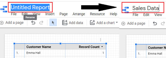 How to use Google Data Studio with Google Sheets 21 google data studio google sheets Rename your report