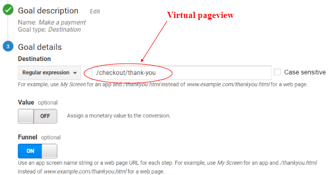 gtm virtual pageviews Goal