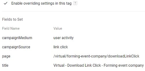 gtm virtual pageviews fields to set 1