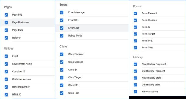 gtm virtual pageviews pages clicks forms built in variables