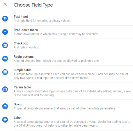Choose field type